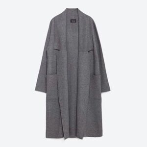 Long Knit Coat with Draped Neck
